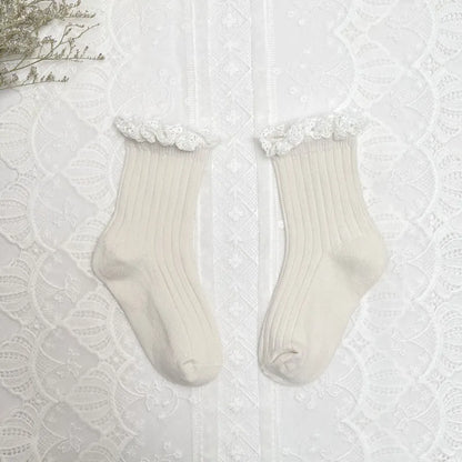 Ruffle Knee High Socks Baby Girls Toddlers Long Soft Cotton Sock 0-8Years