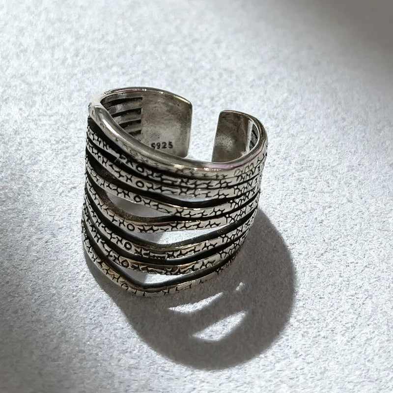 Sam Panda 925 Sterling Silver Simple Vintage Big Ball Ring