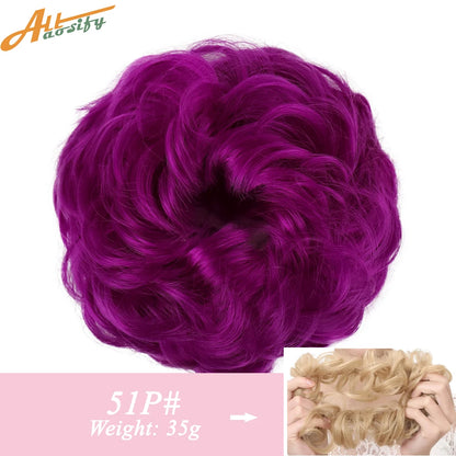 Natural Curly Messy Bun Hair Wigs
