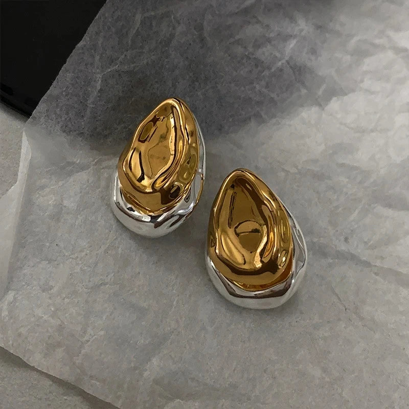 Stainless Steel Metal Splice Stud Earrings