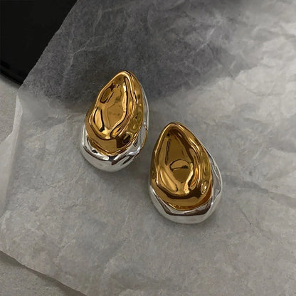 Stainless Steel Metal Splice Stud Earrings