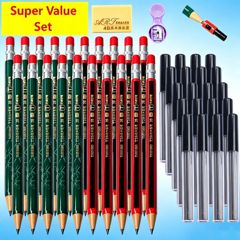 Mechanical Pencils Set 2B 2.0mm Automatic Student Drawing Pencil