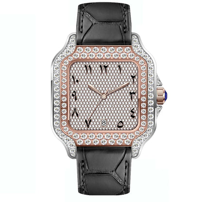 Leather Hip Hop Iced Out Jewellry Watch