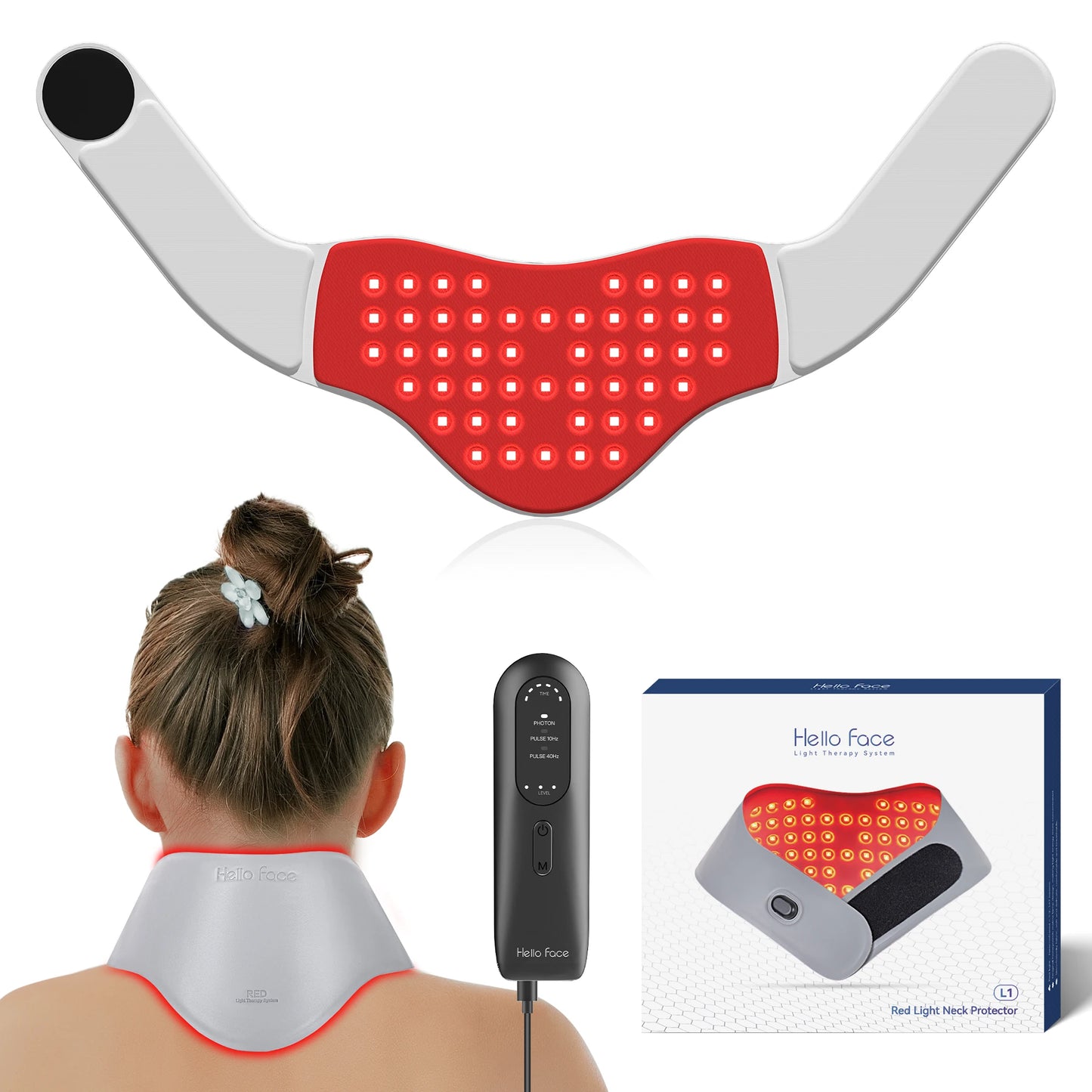 Neck Pain Relief Belt Red Light & Infrared Light Therapy Wrap Flexible Wearable Wrap Deep Therapy Pad with Auto Off Timer