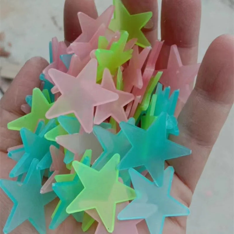 50/100pcs 3D Glow in the Dark Stars Moon Wall Stickers Luminous