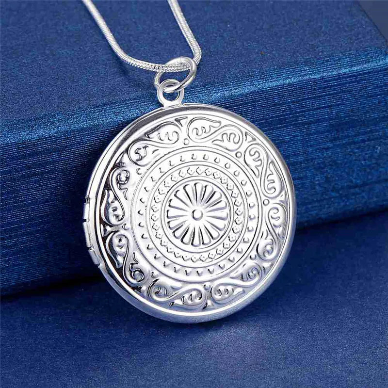 40-75cm 925 Sterling Silver seashell Photo open Frame Necklace