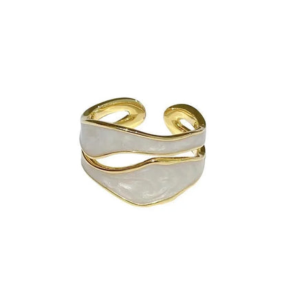 DANA White Enamel Metal Geometric Ring