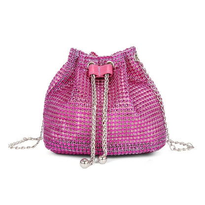 Sparkling Rhinestone Embellished Drawstring Crossbody Bag
