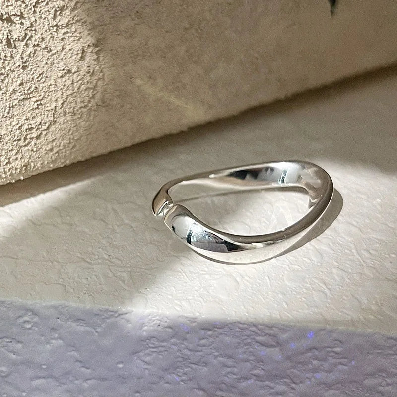 925 Sterling Silver Retro Hollow Wave Punk Hiphop Bohemia Rings