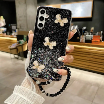 Crystal Bracelet 3D Butterfly Glitter Case For Samsung Cover