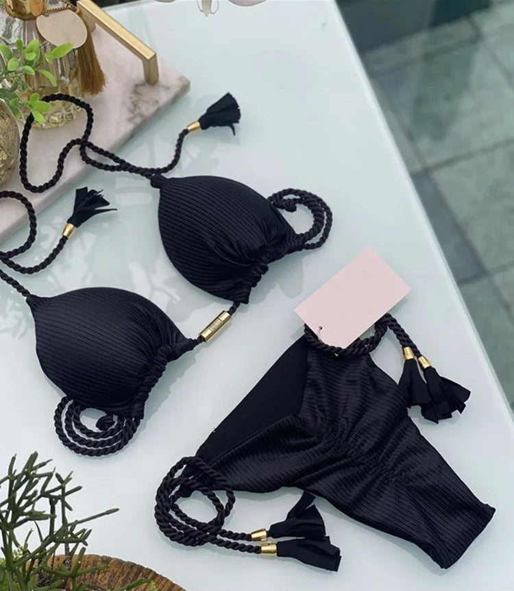 Bikini Backless Rope Triangle Swimsuit