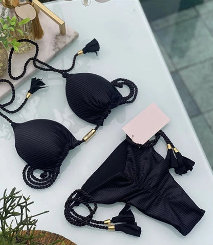 Bikini Backless Rope Triangle Swimsuit