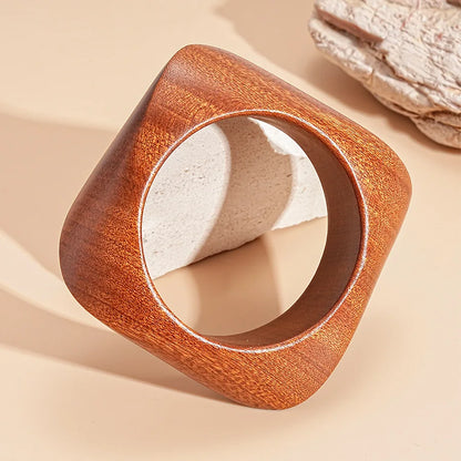 Hip Hop Khaki Brown Wood Wide Bangles