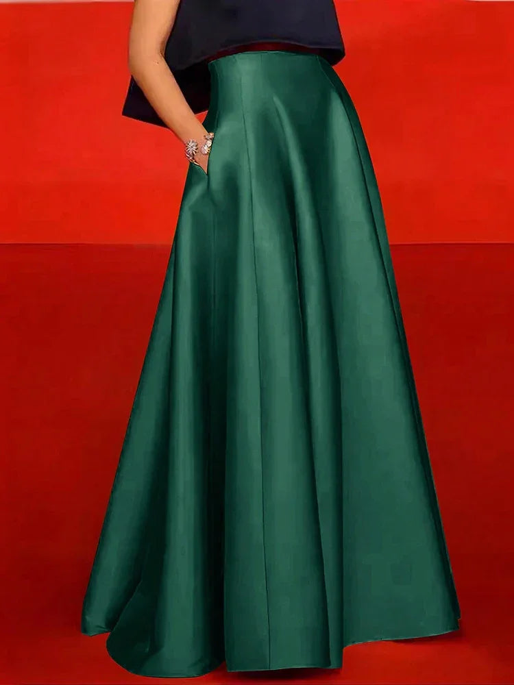 Satin Long Maxi Solid Skirts