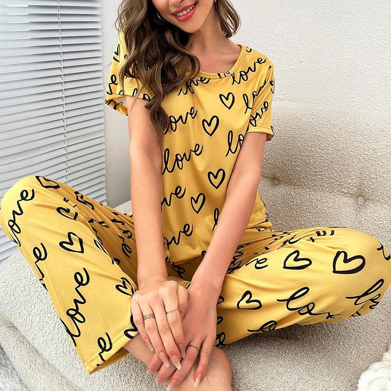 Cartoon Print Pajama Sleepwear Set