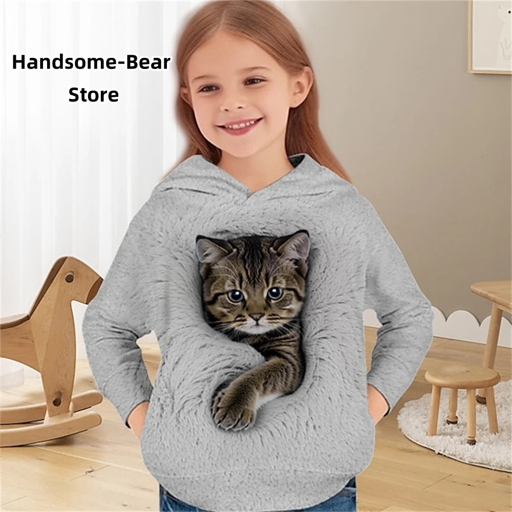 Cat 3D Print Spring Casual Sweatshirts Hoodies