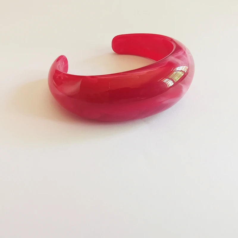 Exaggerated Jelly Colored Curved Cuff Bracelets