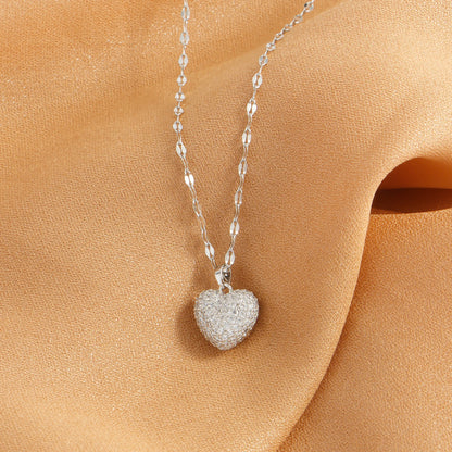Cubic zirconia heart pendant necklace jewelry