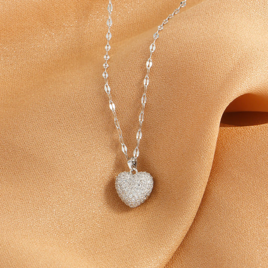 Cubic zirconia heart pendant necklace jewelry