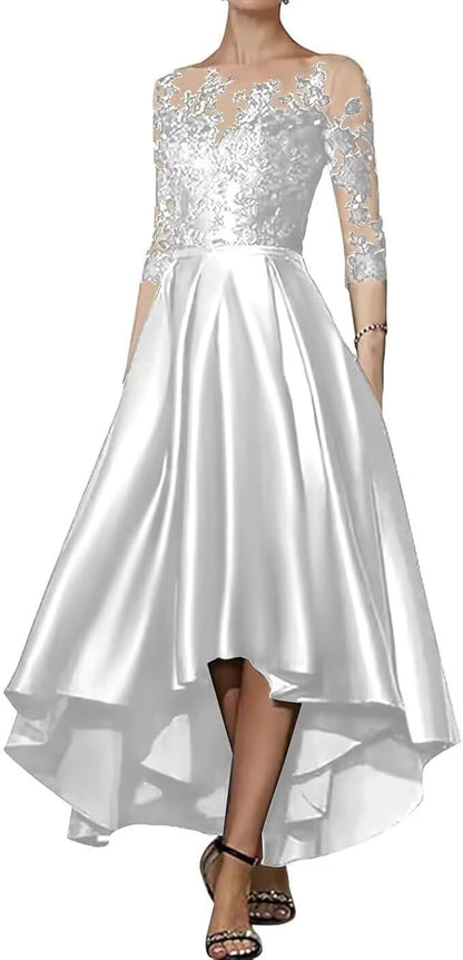 V-Neck Satin Asymmetrical Elegant Dress