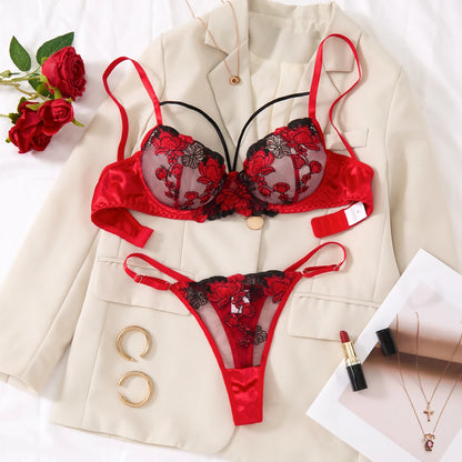 Two-piece embroidered bra set