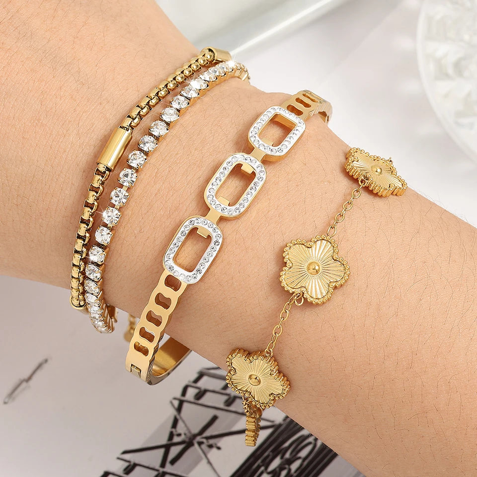 DANA 3Pcs Gold Stainless Steel Bracelet