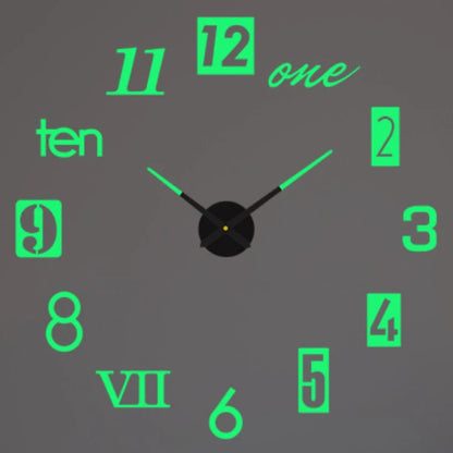 Large Wall Clock 3D DIY Quartz Acrylic Mirror Stickers Clocks