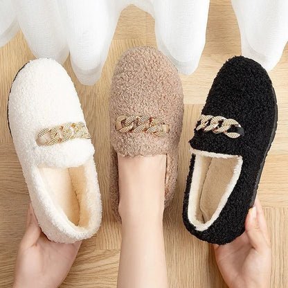 Warm Short Plush Lining House Slippers