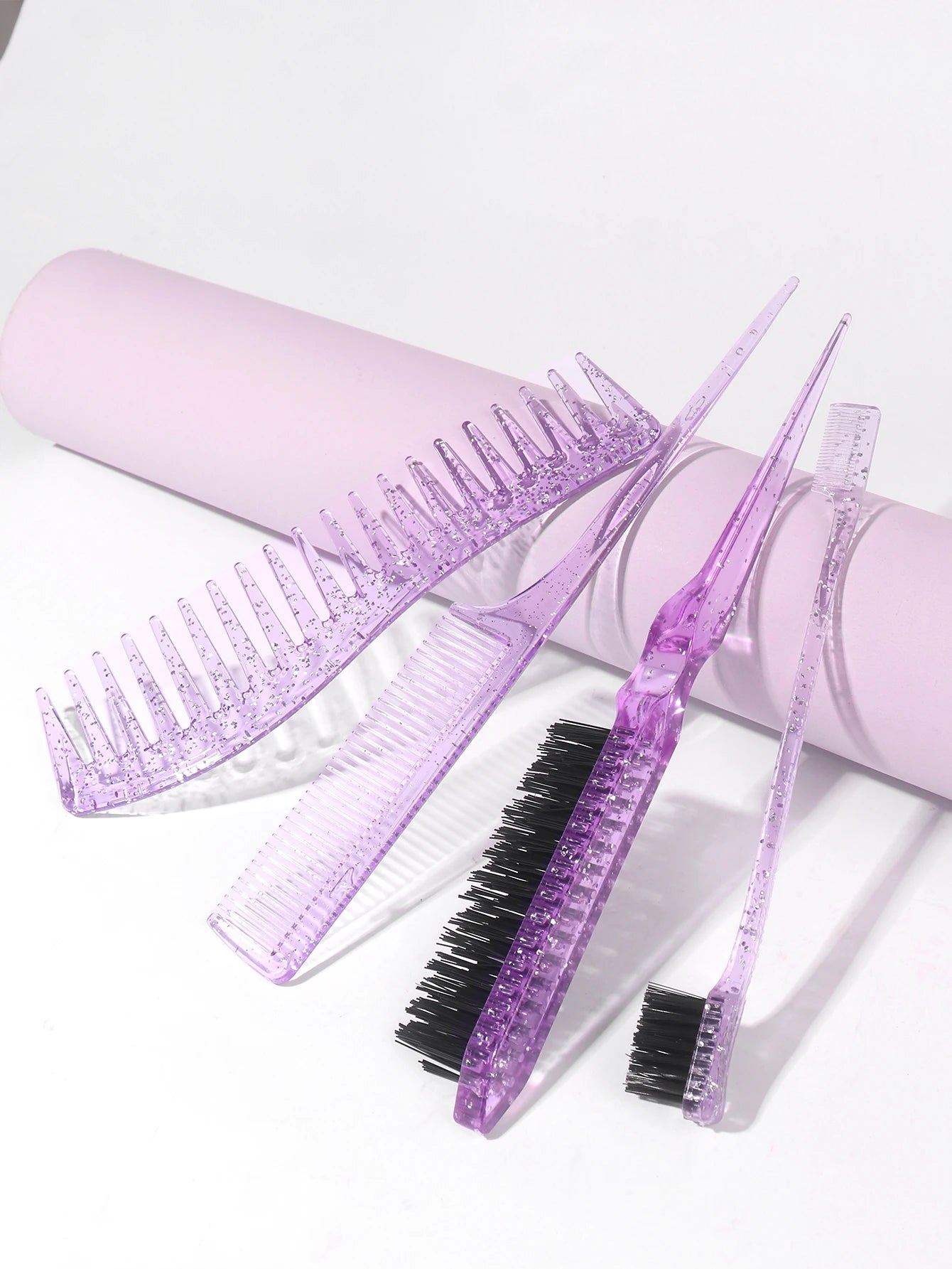 4pcs/1pcs crystal double-sided edge hair brush