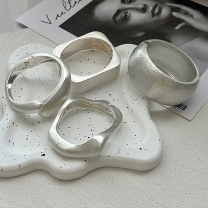 Punk Irregular Frosted Matte Metal Cuff Chunky Bangle Bracelets
