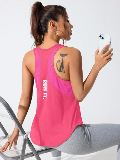 stitched letters quick-drying sports vest