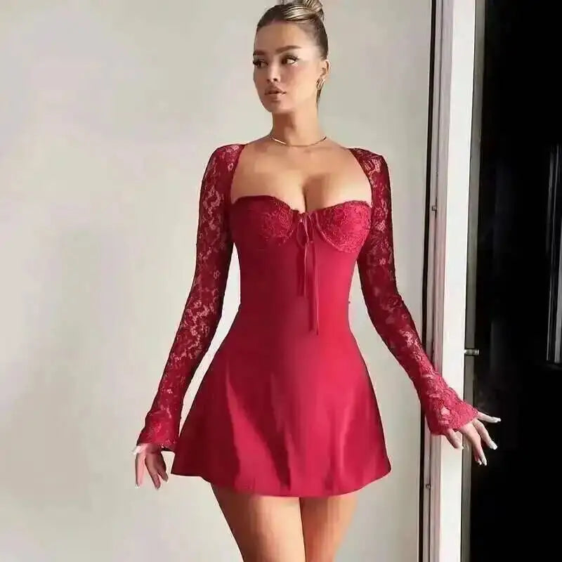 Vestido corto sexy sin espalda con cintura ajustable