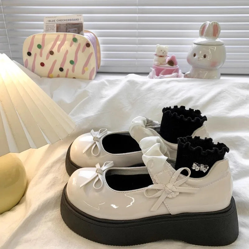 Elegant Bow Princess Glossy Velcro Girls' Casual Shoes