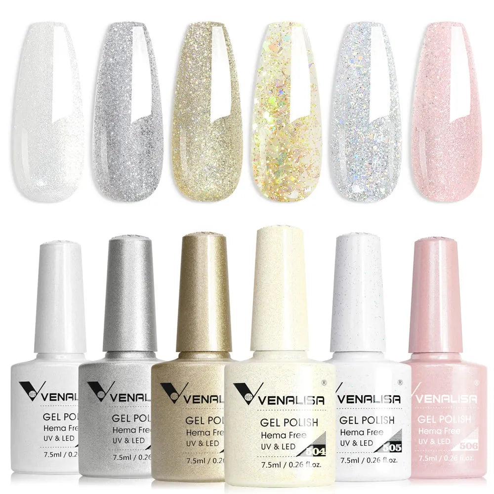 Glitter LED French Nail Polish