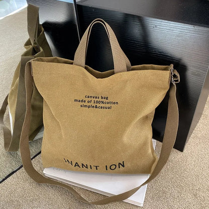 Japanese canvas washed thickened handbags large-capacity bags