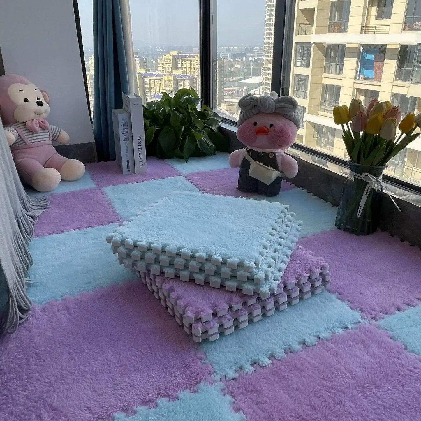 30*30CM Soft Plush Children Kids Rug Play Mat Puzzle Carpet