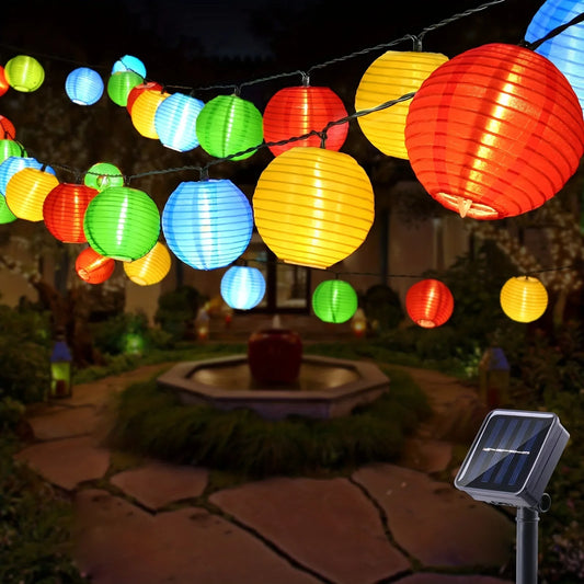LED Solar Lantern String Lights Outdoor Garland Fairy Lights Solar Powered Garden Decorative