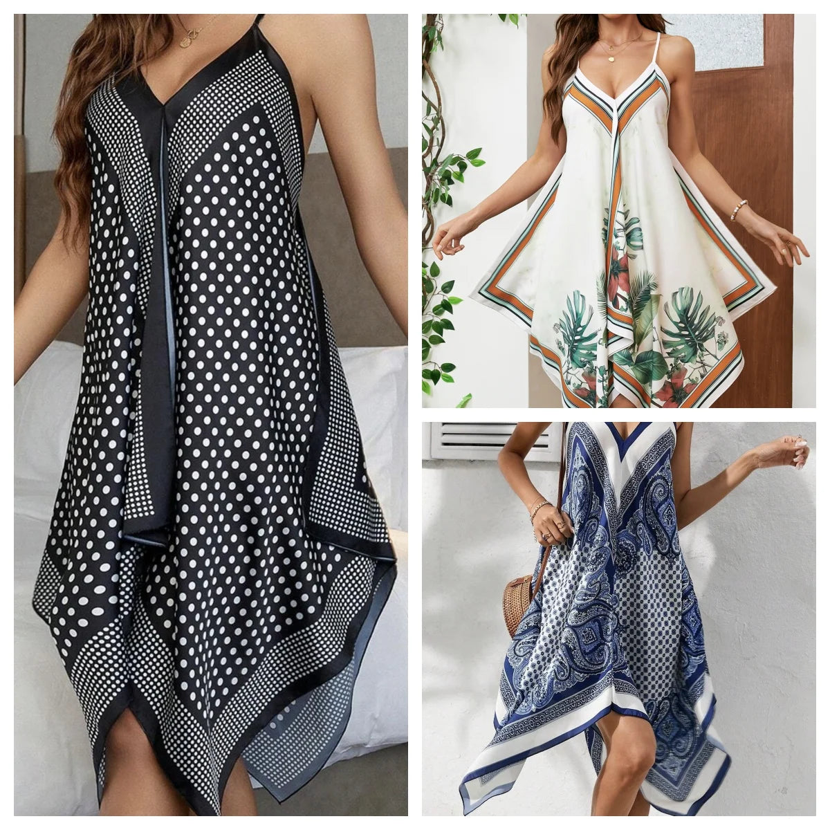 Sexy Spaghetti Strap Print Asymmetrical dress