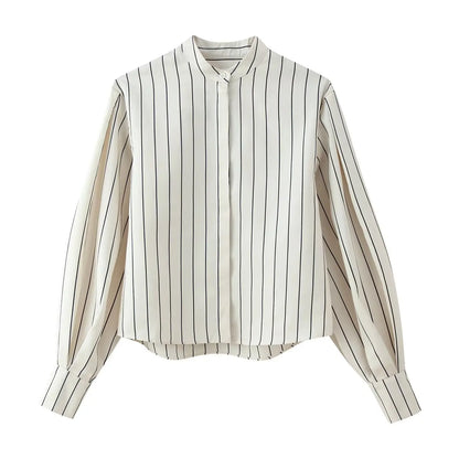 Chic Striped Suit Single Breasted Loose Wide Leg Long Pants