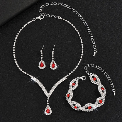 Rhinestone Water Drop Crystal Necklace Set