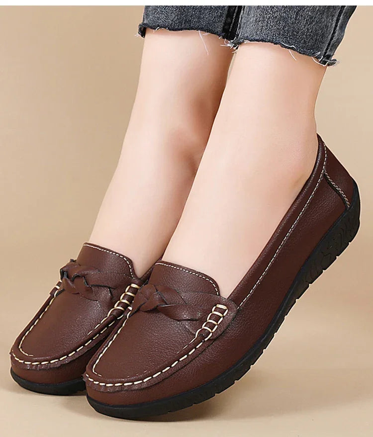 Soft Leather Loafer Flats Slip Shoes