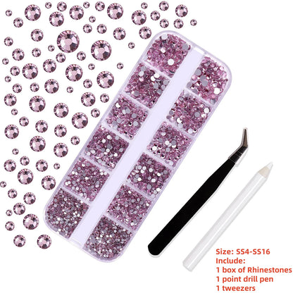 12Gird 3D Glass AB Crystal Nail Art Rhinestones Kit