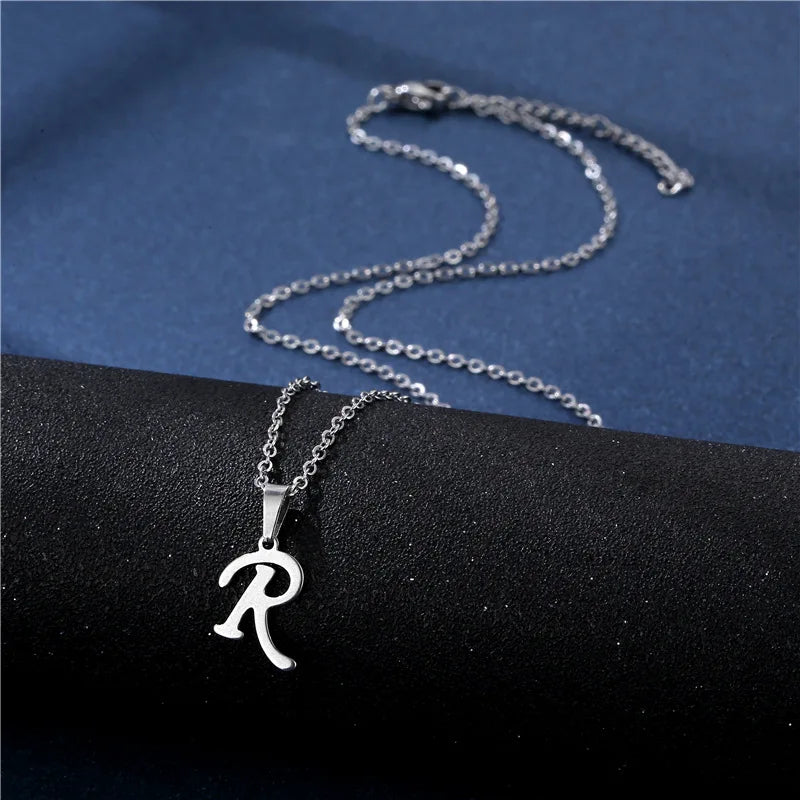 Letter Stainless Steel Letter Glossy Choker Necklaces