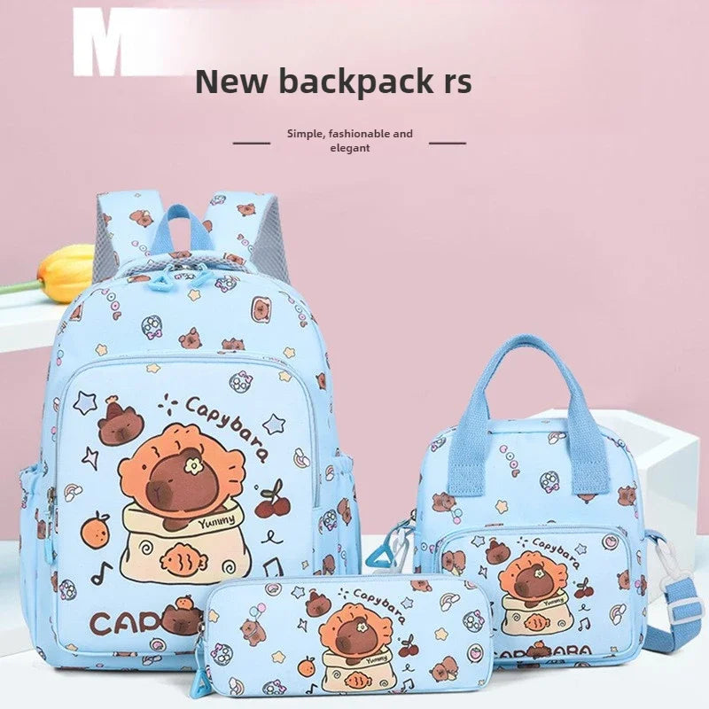 Capybara Colorful Backpack 3Pcs/Set Casual School Bags