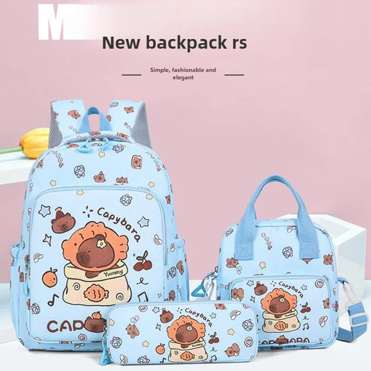 Capybara Colorful Backpack 3Pcs/Set Casual School Bags