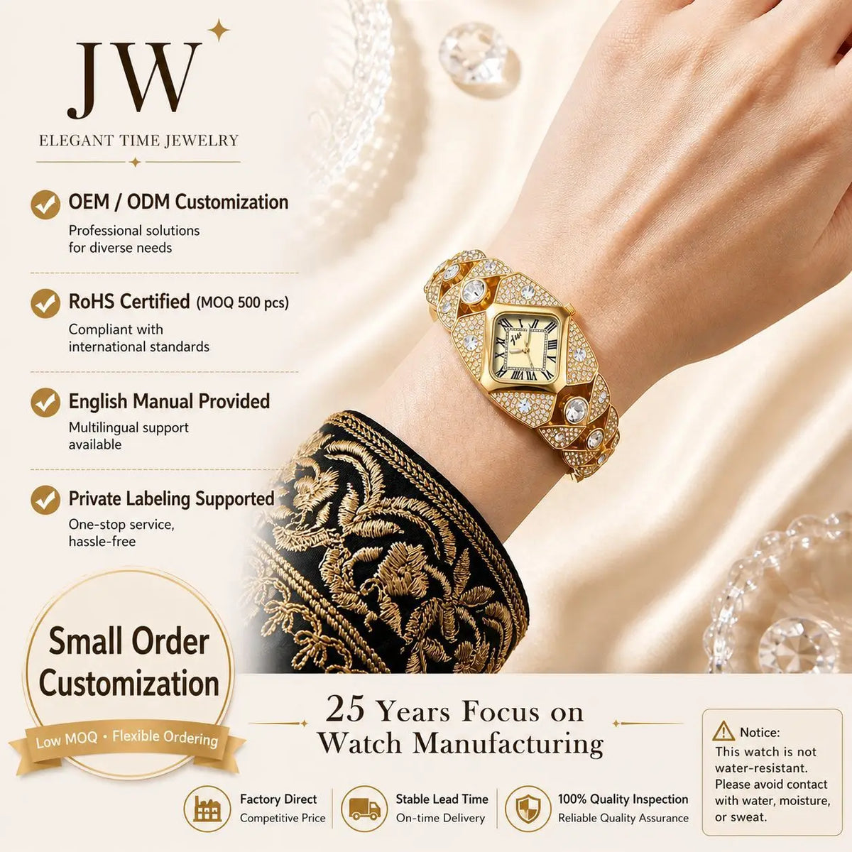 Diamond Inlaid Light Luxury Bracelet Waterproof Quartz Clock Watches