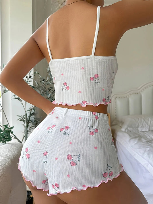 Heart Print  Sleepwear Lingerie Pyjamas