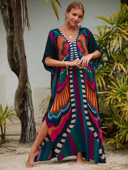 Swimsuit Kaftans Beach Cover Ups Colorful Outfits Dress