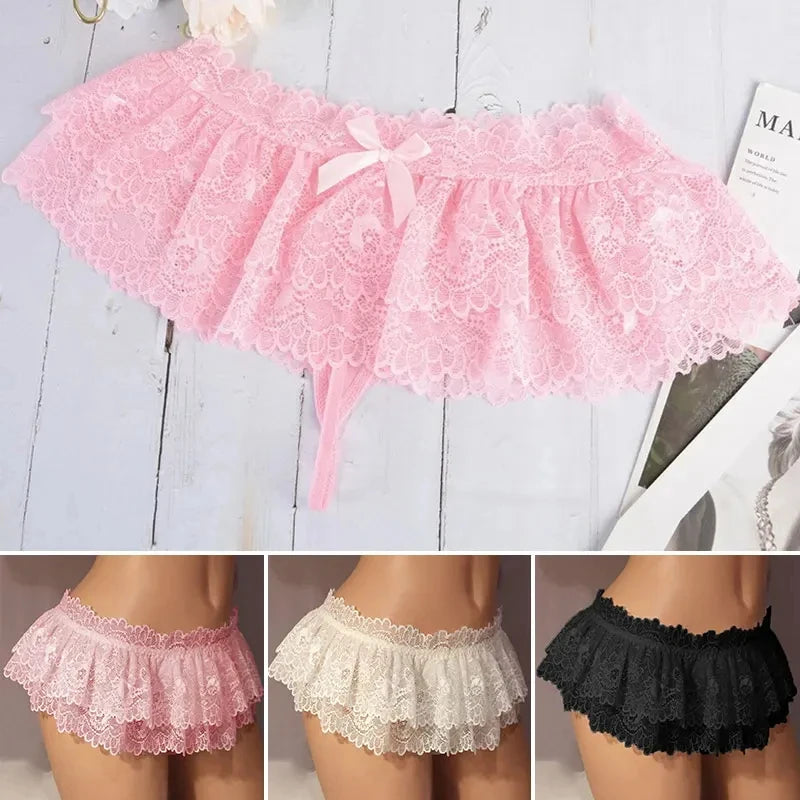 Sexy Cosplay Vintage Pleated Ultra Short Lingerie Briefs Mini Skirt