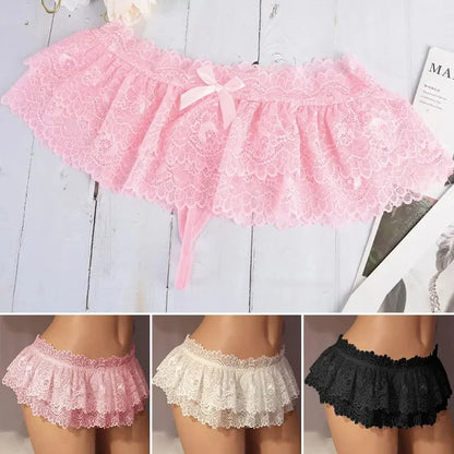 Sexy Cosplay Vintage Pleated Ultra Short Lingerie Briefs Mini Skirt